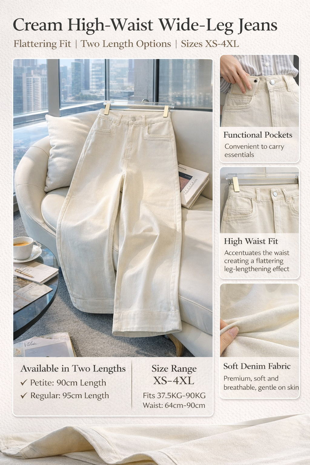 Off-White High-Waist Wide Jeans