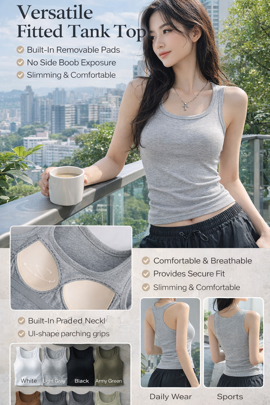 Women's Built-in Bra Tank Top