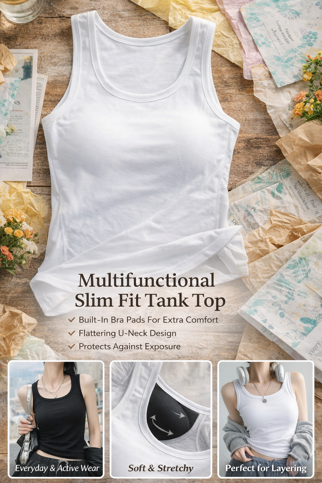 Women's Built-in Bra Tank Top