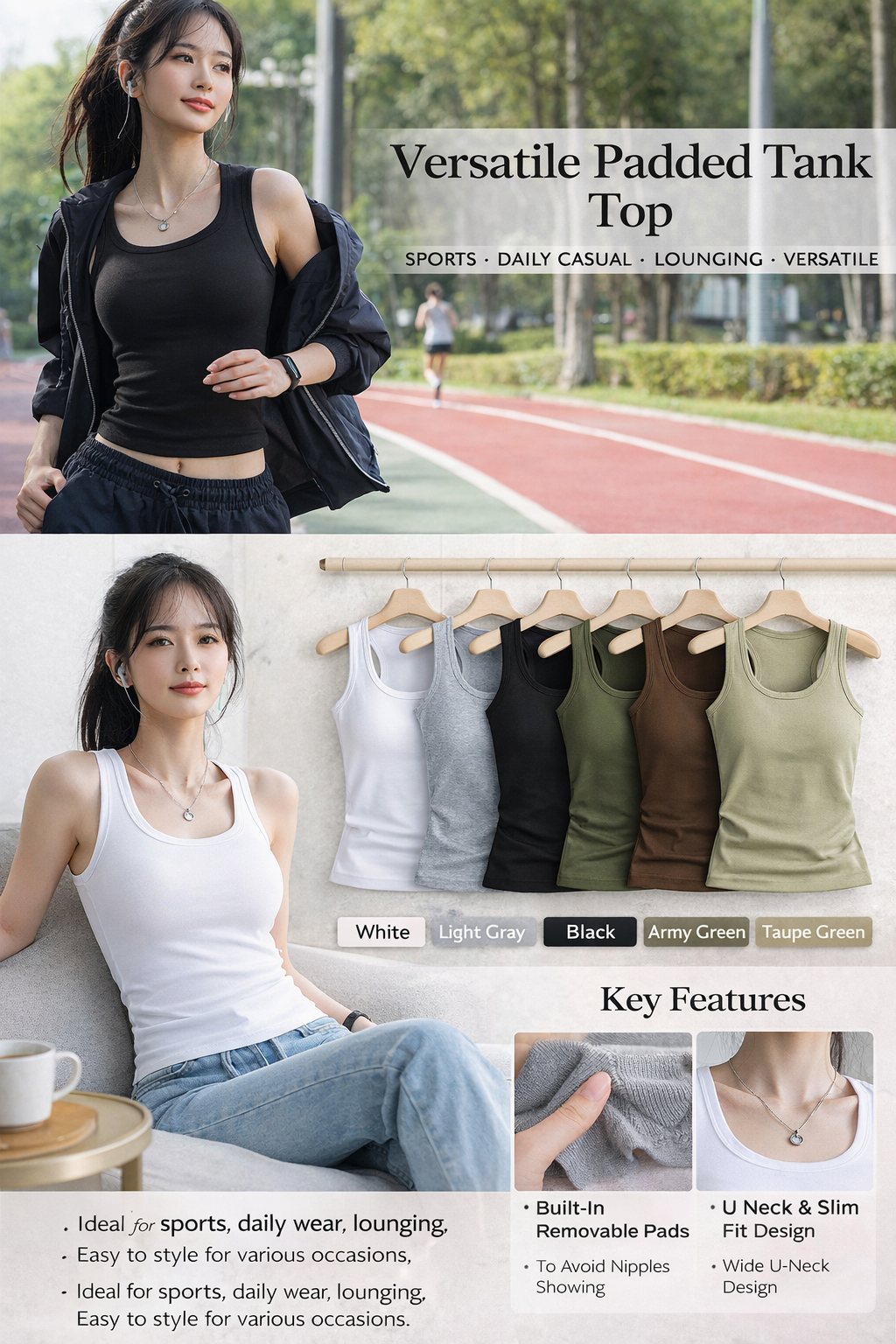 Women's Built-in Bra Tank Top