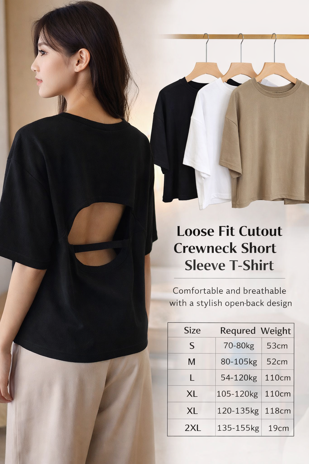 Women's Loose Back Cutout T-Shirt