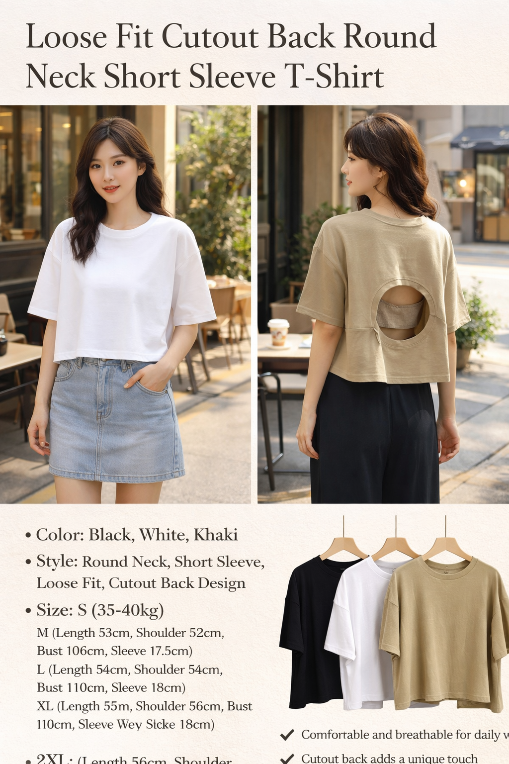 Women's Loose Back Cutout T-Shirt