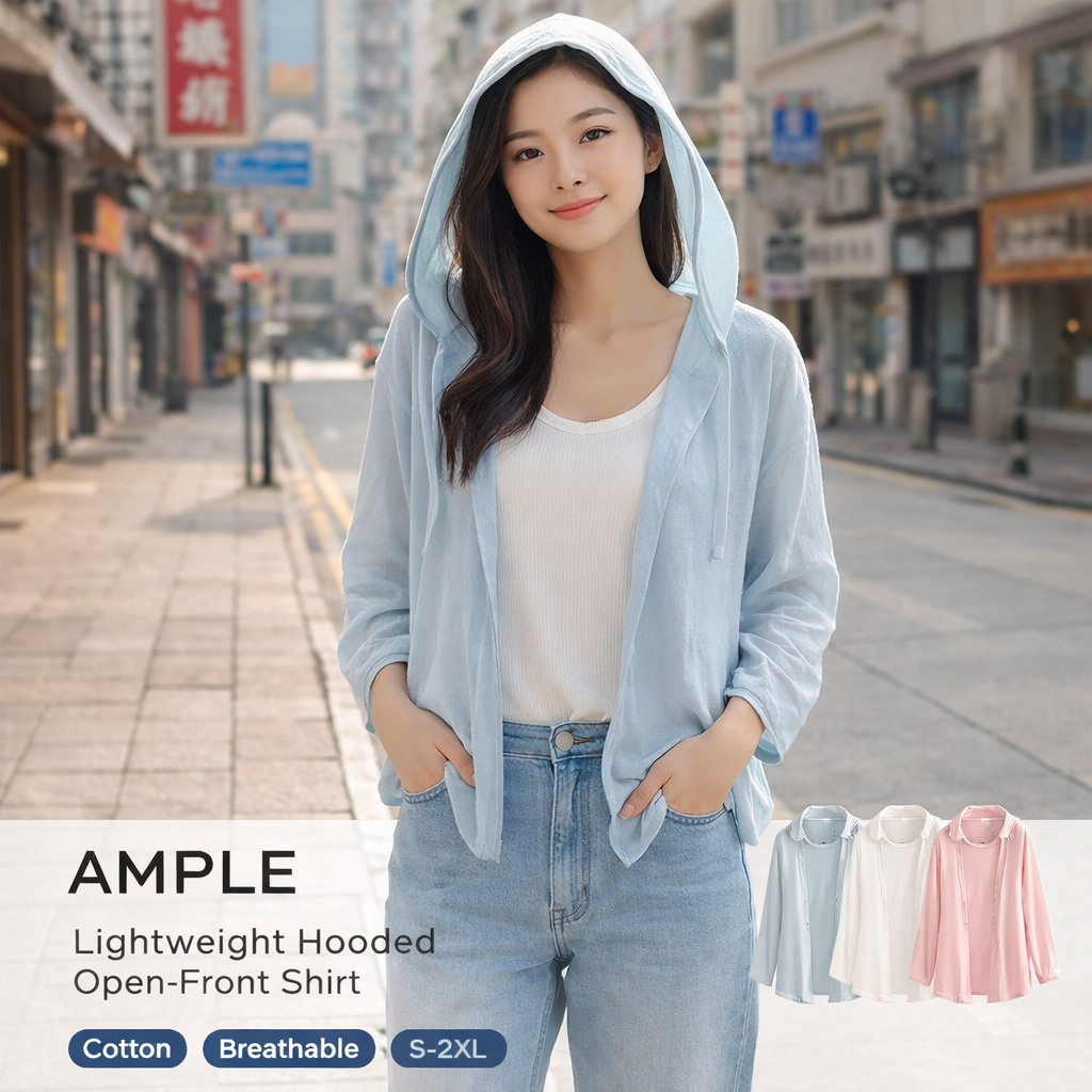 AMPLE Hooded Cotton Cardigan