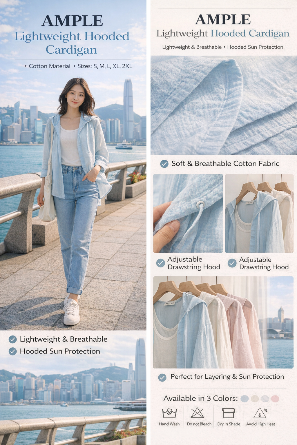 AMPLE Hooded Cotton Cardigan