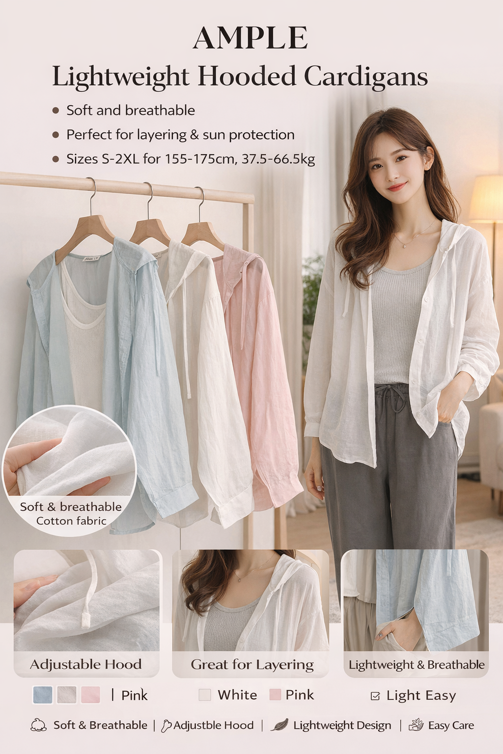 AMPLE Hooded Cotton Cardigan