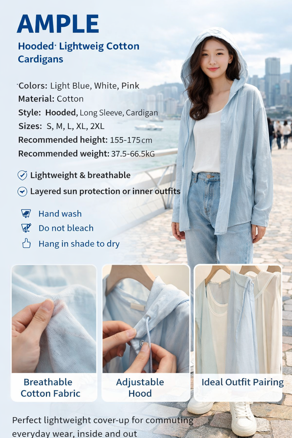 AMPLE Hooded Cotton Cardigan