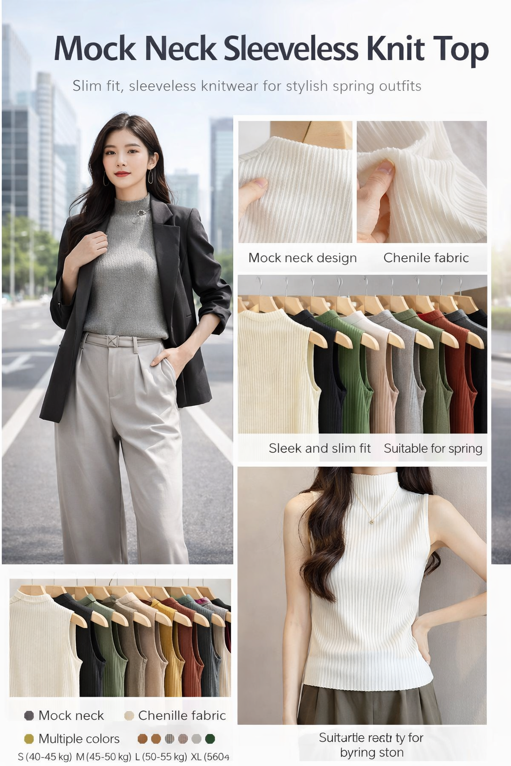 Women's Sleeveless Half-high Neck Knit Top