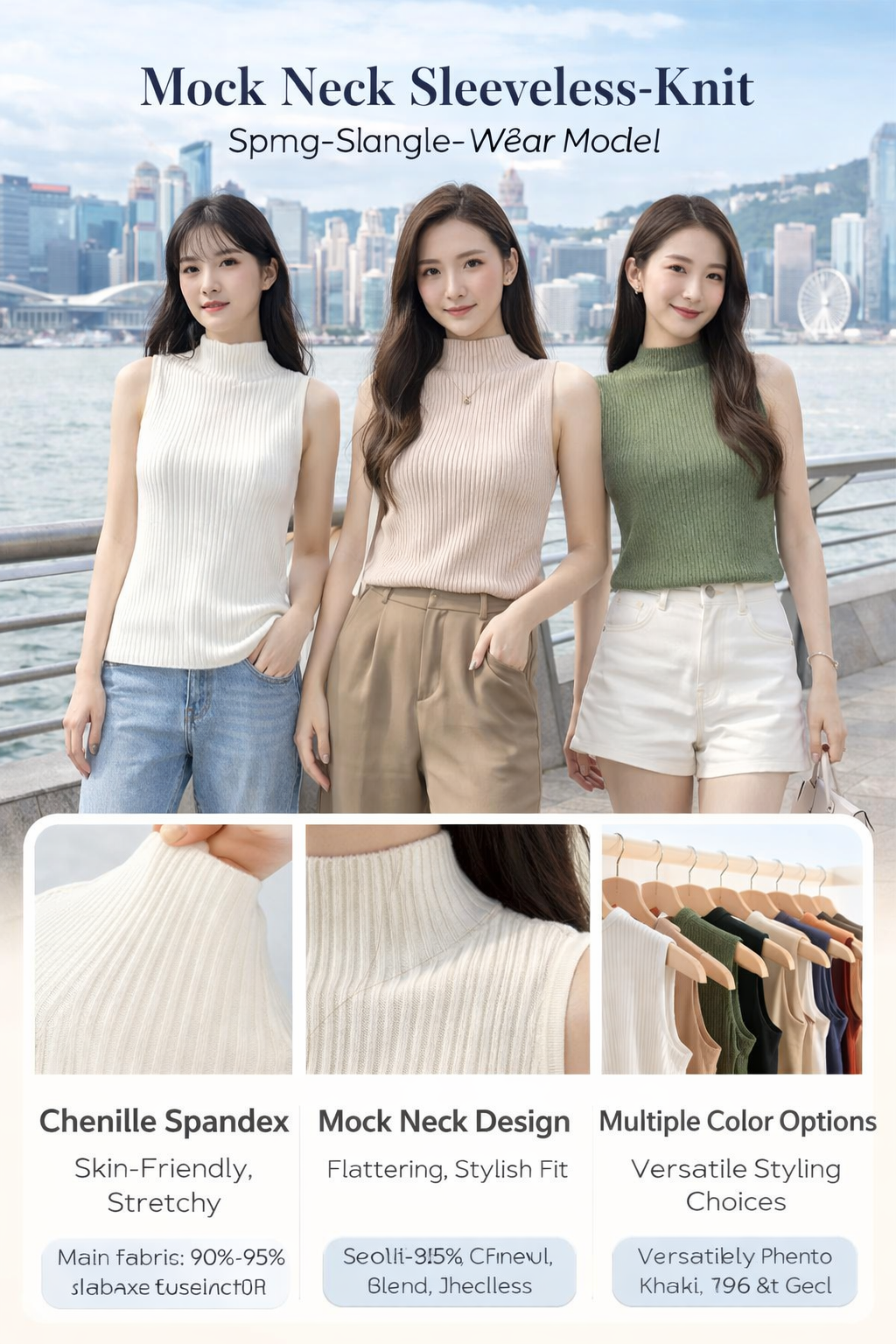 Women's Sleeveless Half-high Neck Knit Top
