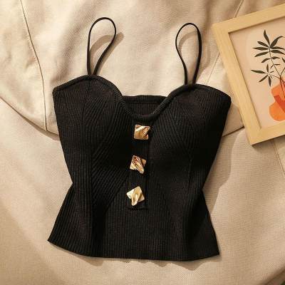 Knitted Heart Neck Slim Camisole