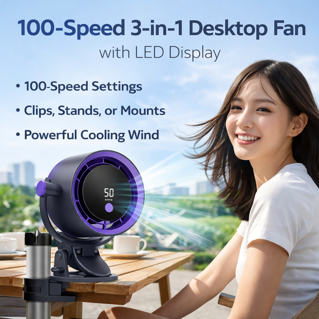3-in-1 Portable Desk Clip Fan