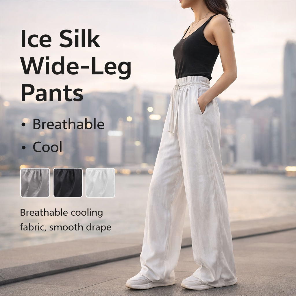 Women's Ice Silk Wide-Leg Casual Pants