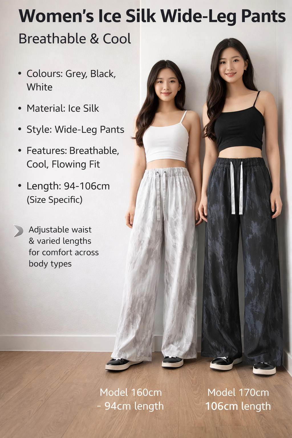 Women's Ice Silk Wide-Leg Casual Pants