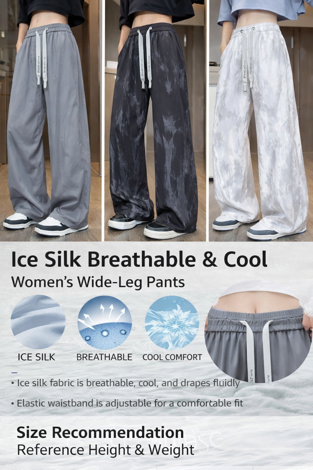 Women's Ice Silk Wide-Leg Casual Pants