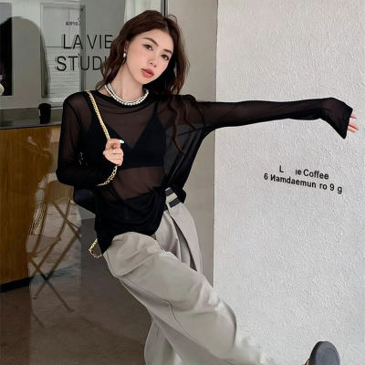 Women's Sheer Long Sleeve Loose Sun Top