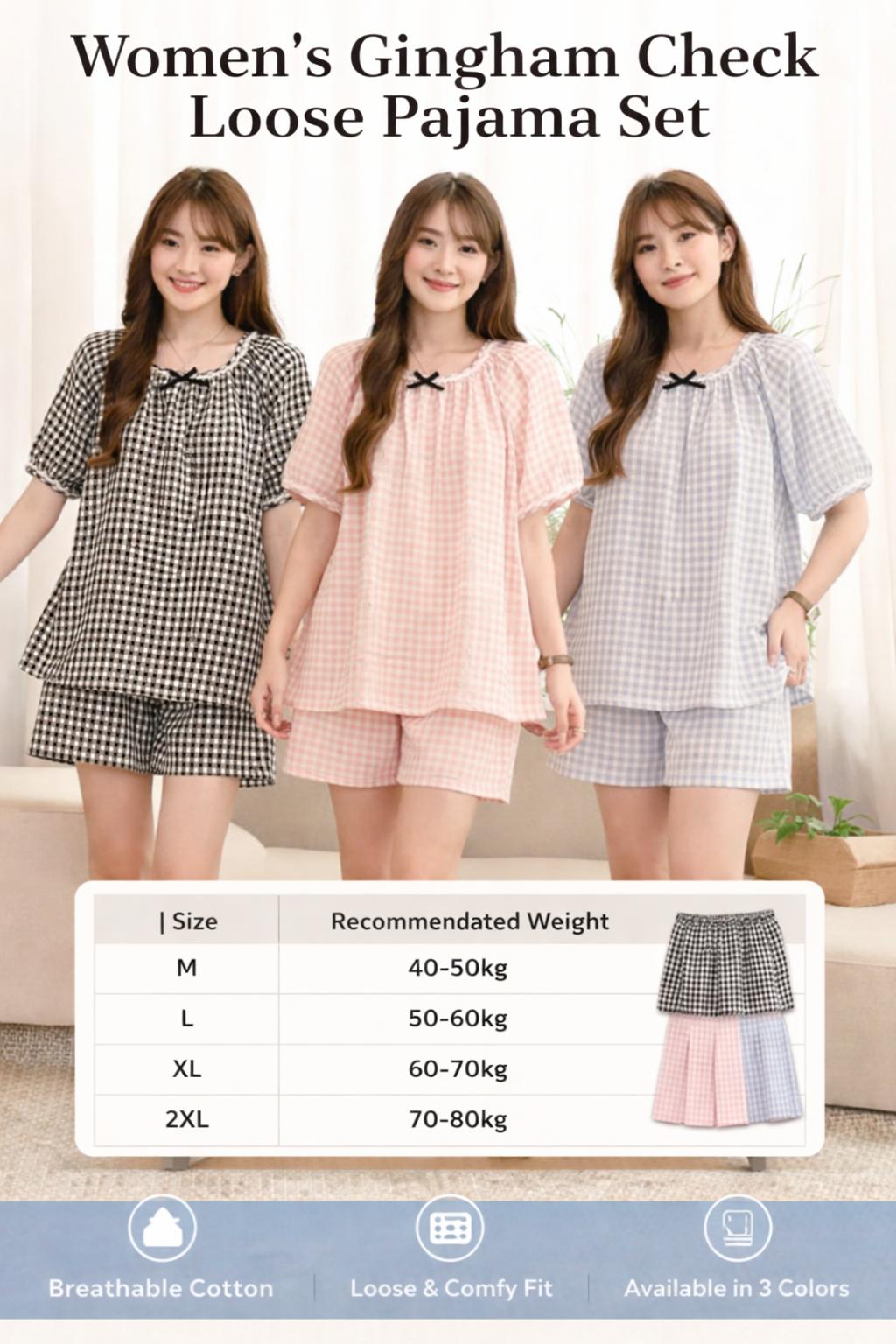 Women's Plaid Cotton Sleep Set