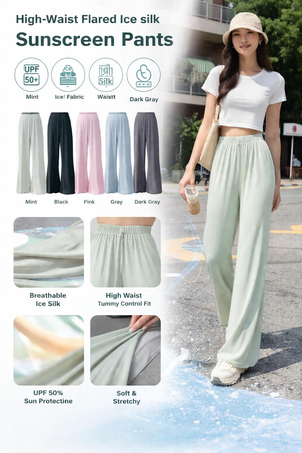 UPF50+ Ice Silk Flared Pants