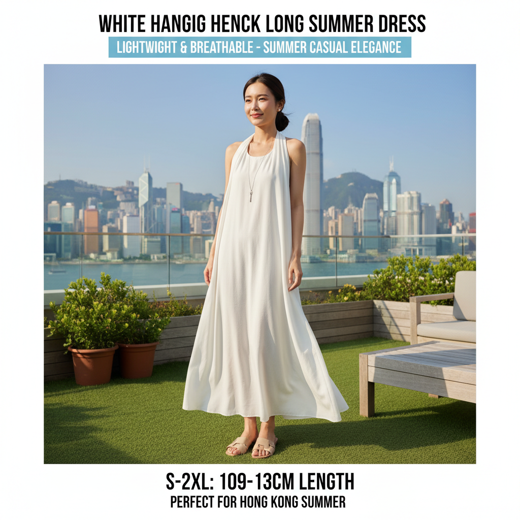 White Long Halter Summer Dress