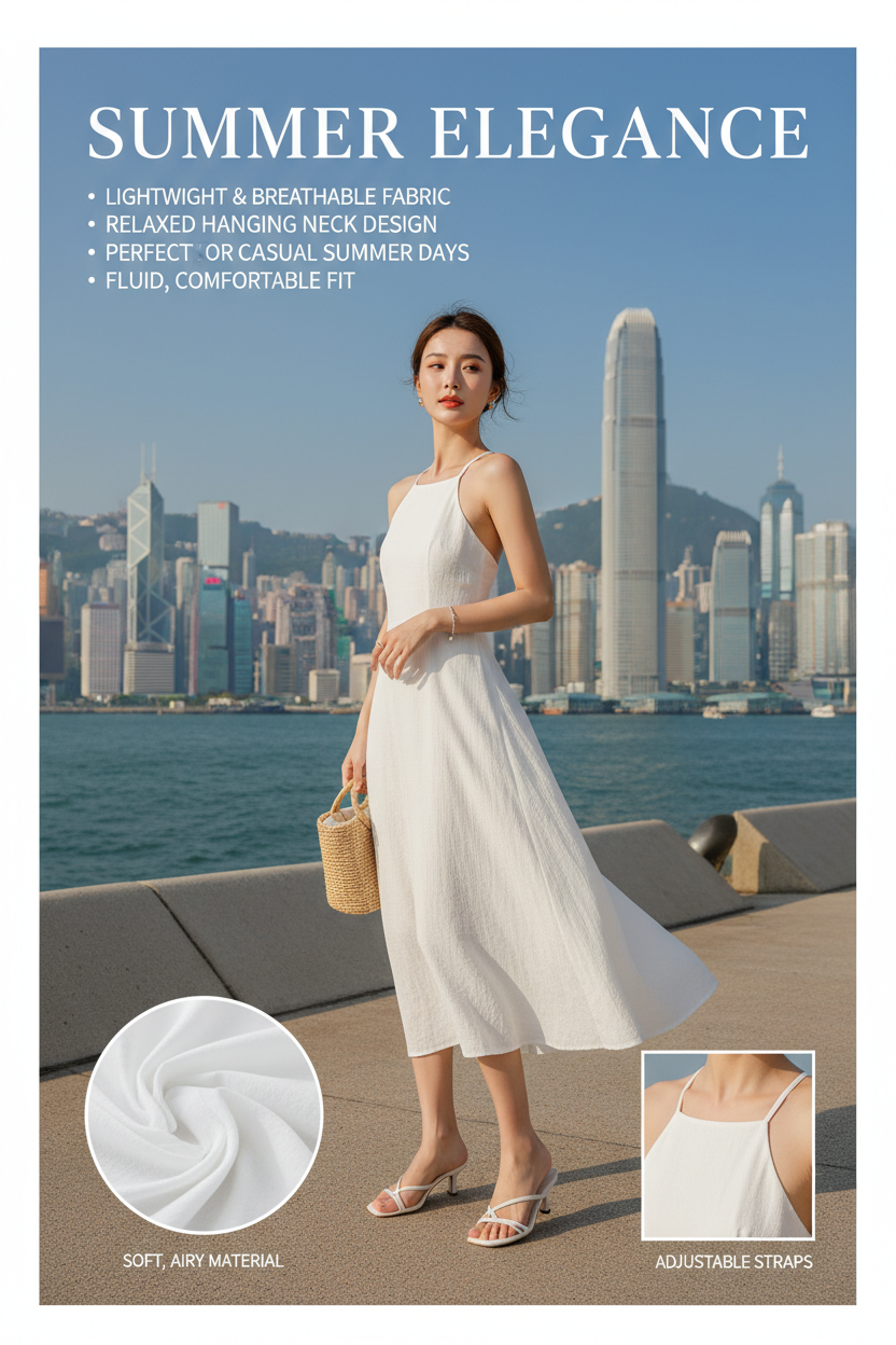 White Long Halter Summer Dress