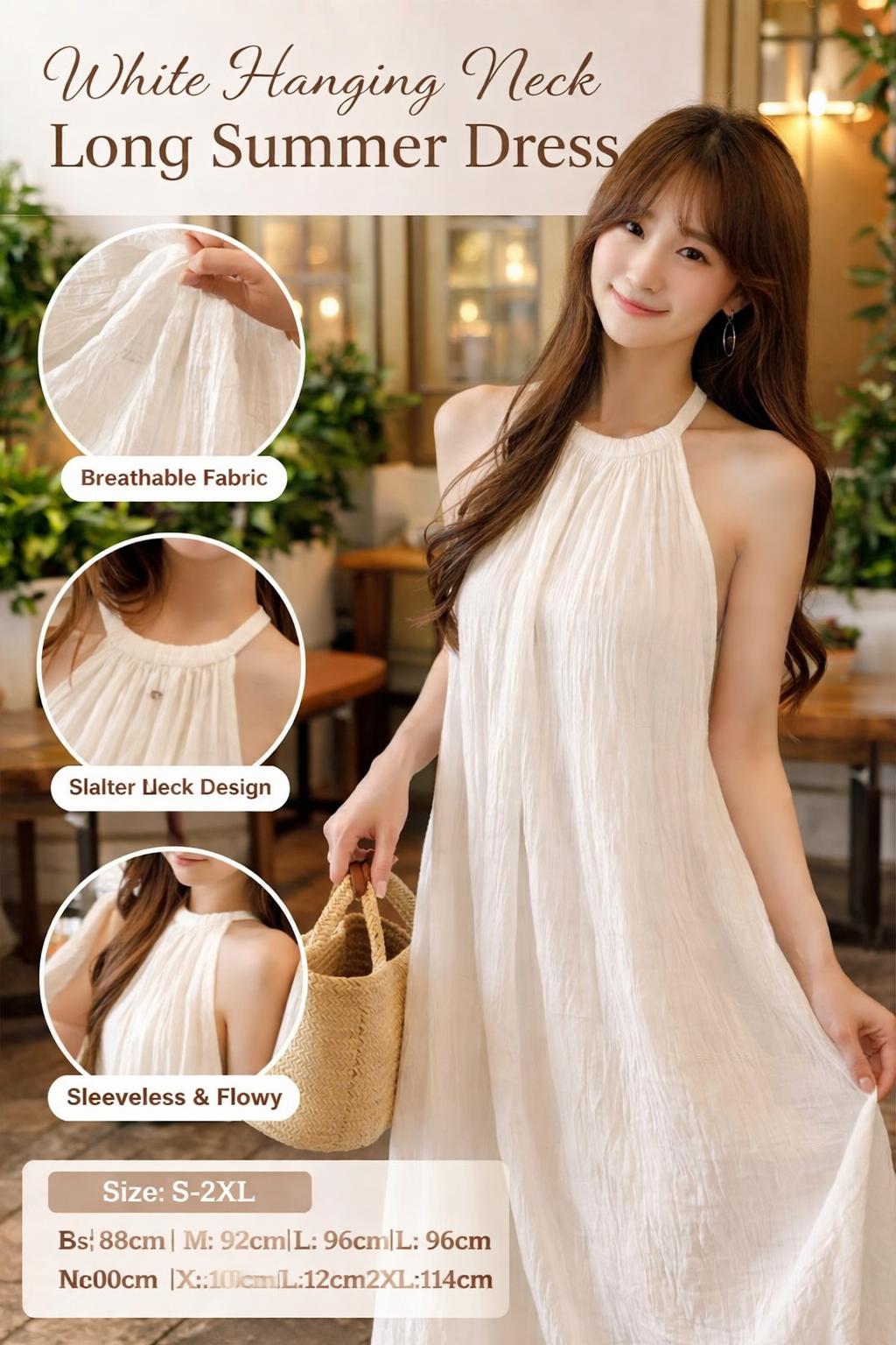 White Long Halter Summer Dress