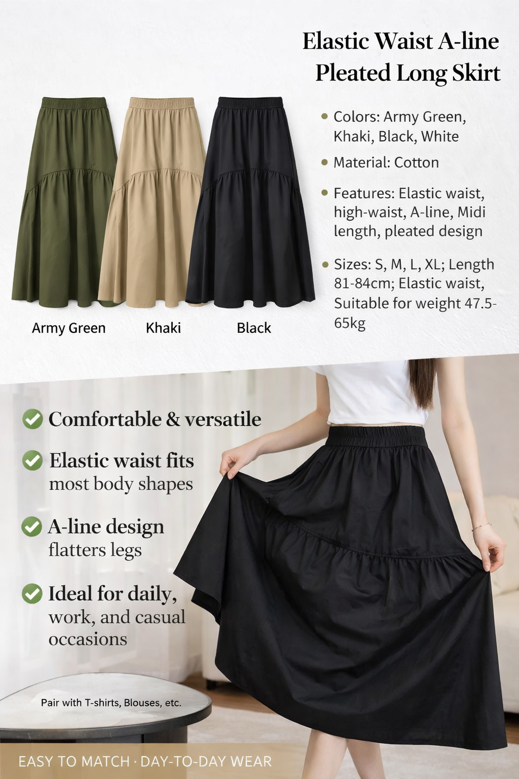 Women's A-line High Waist Skirt