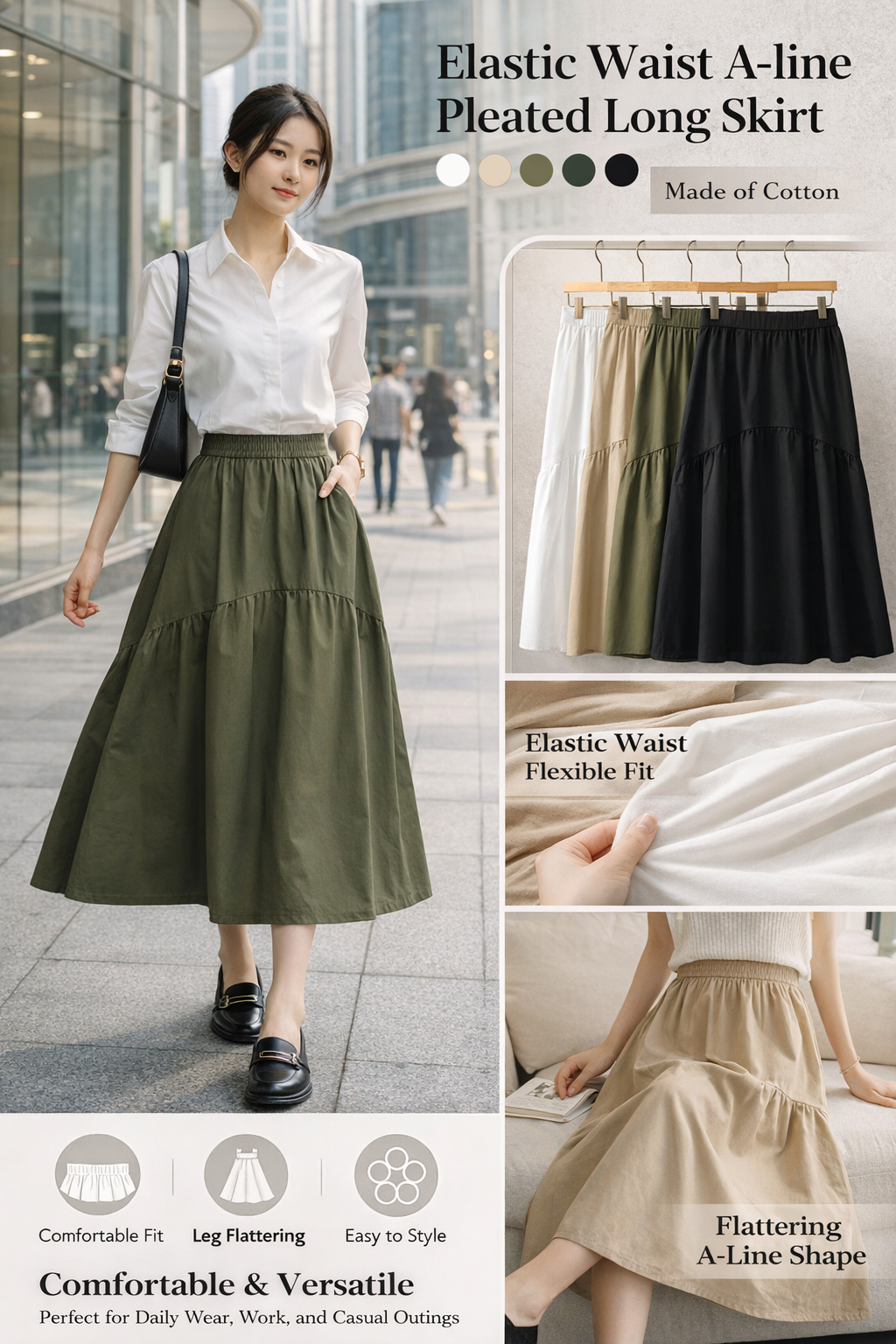 Women's A-line High Waist Skirt