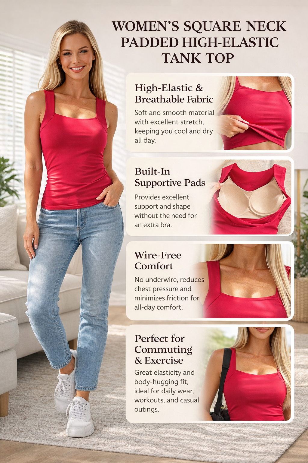 Women's Built-in Bra Tank Top