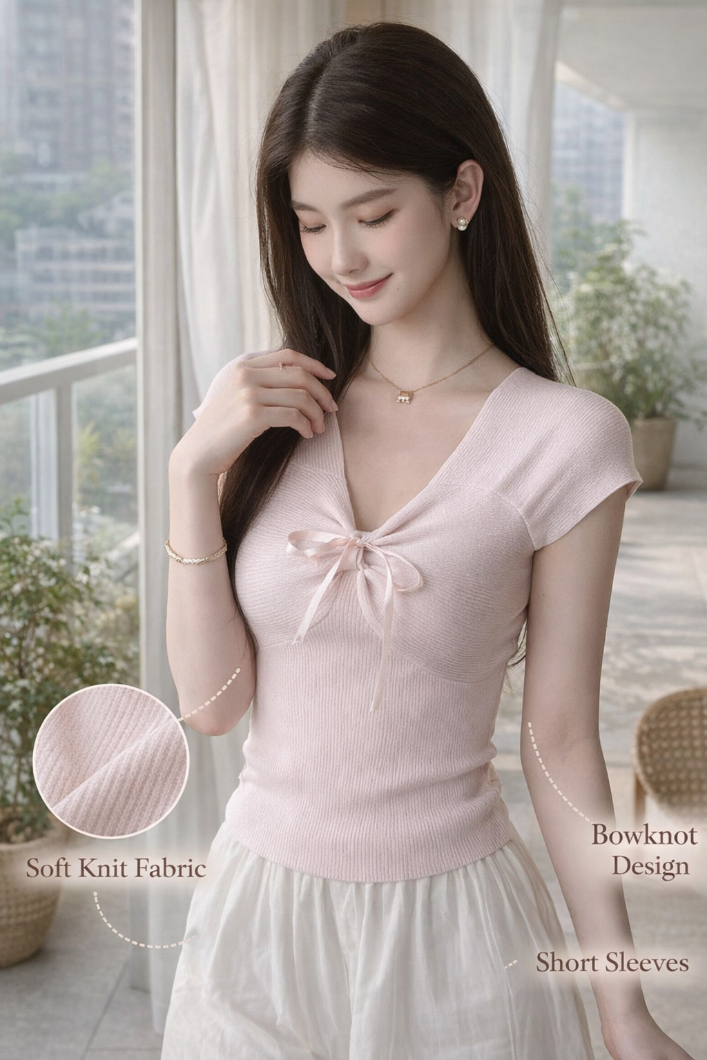 Women's Sweet V-neck Knit Top
