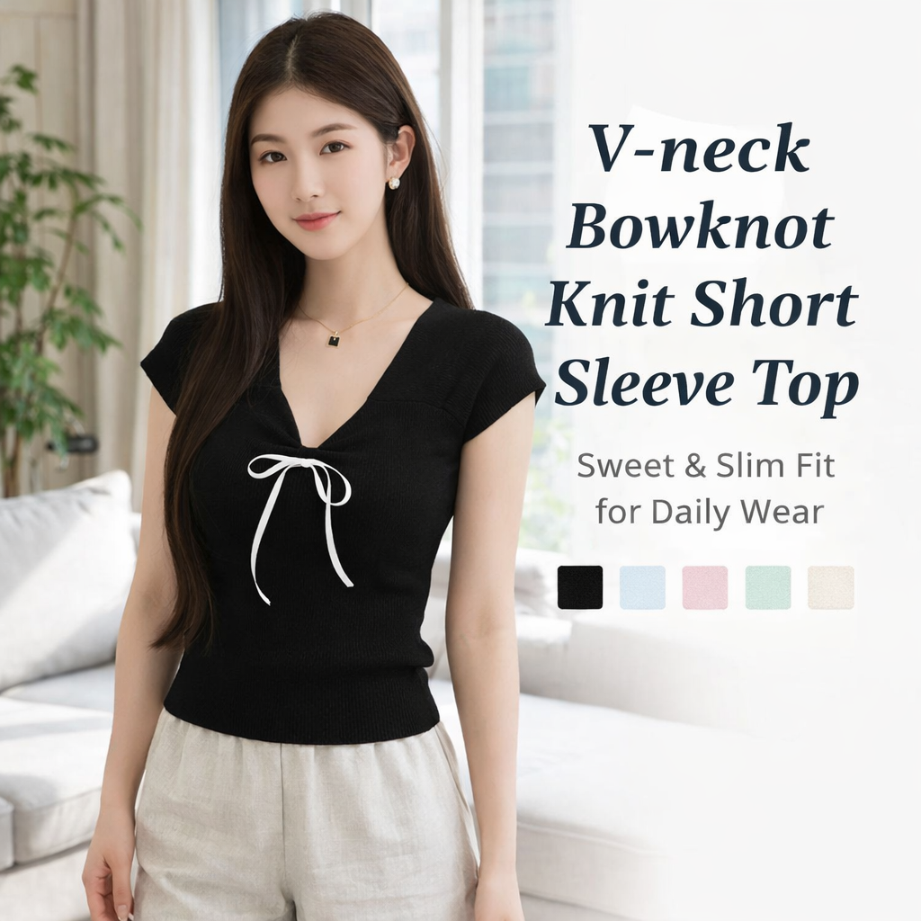 Women's Sweet V-neck Knit Top