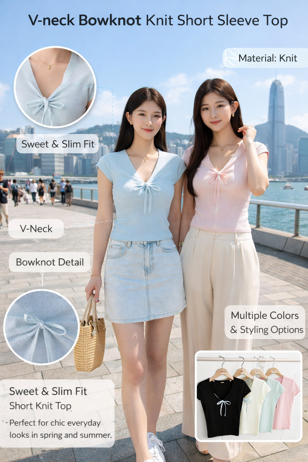 Women's Sweet V-neck Knit Top