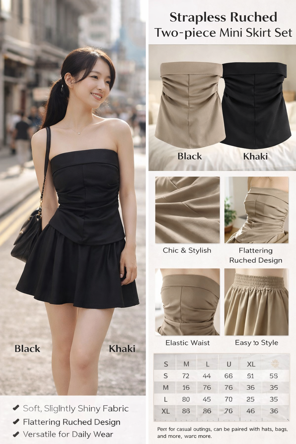 Women's Strapless Top & Skirt Set