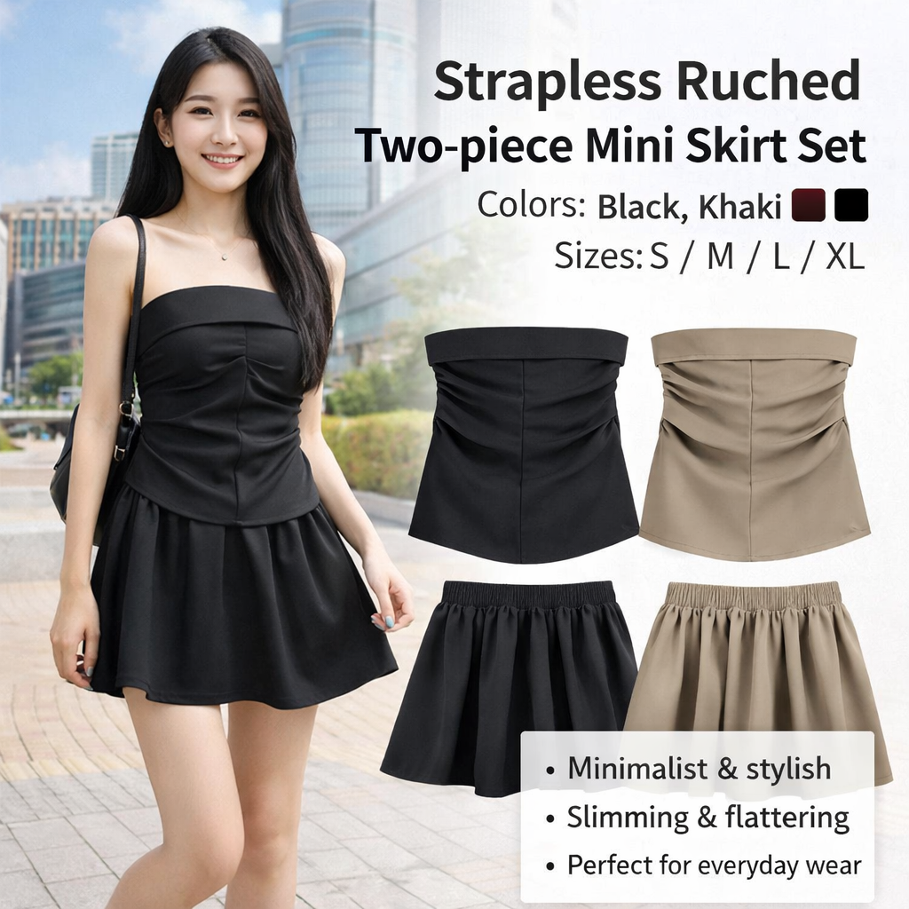 Women's Strapless Top & Skirt Set