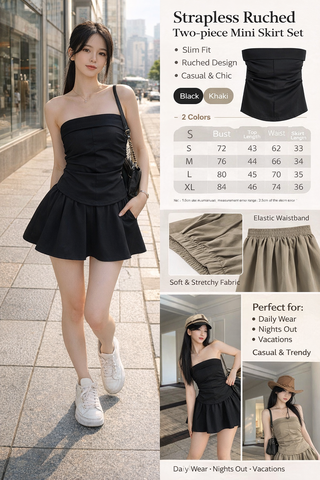 Women's Strapless Top & Skirt Set