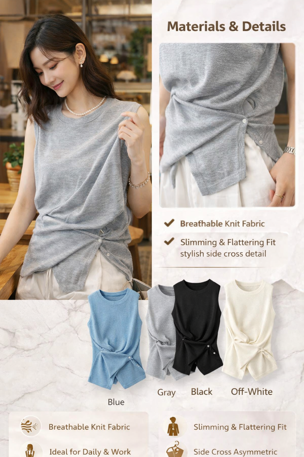 Women's Sleeveless Cross Knit Top