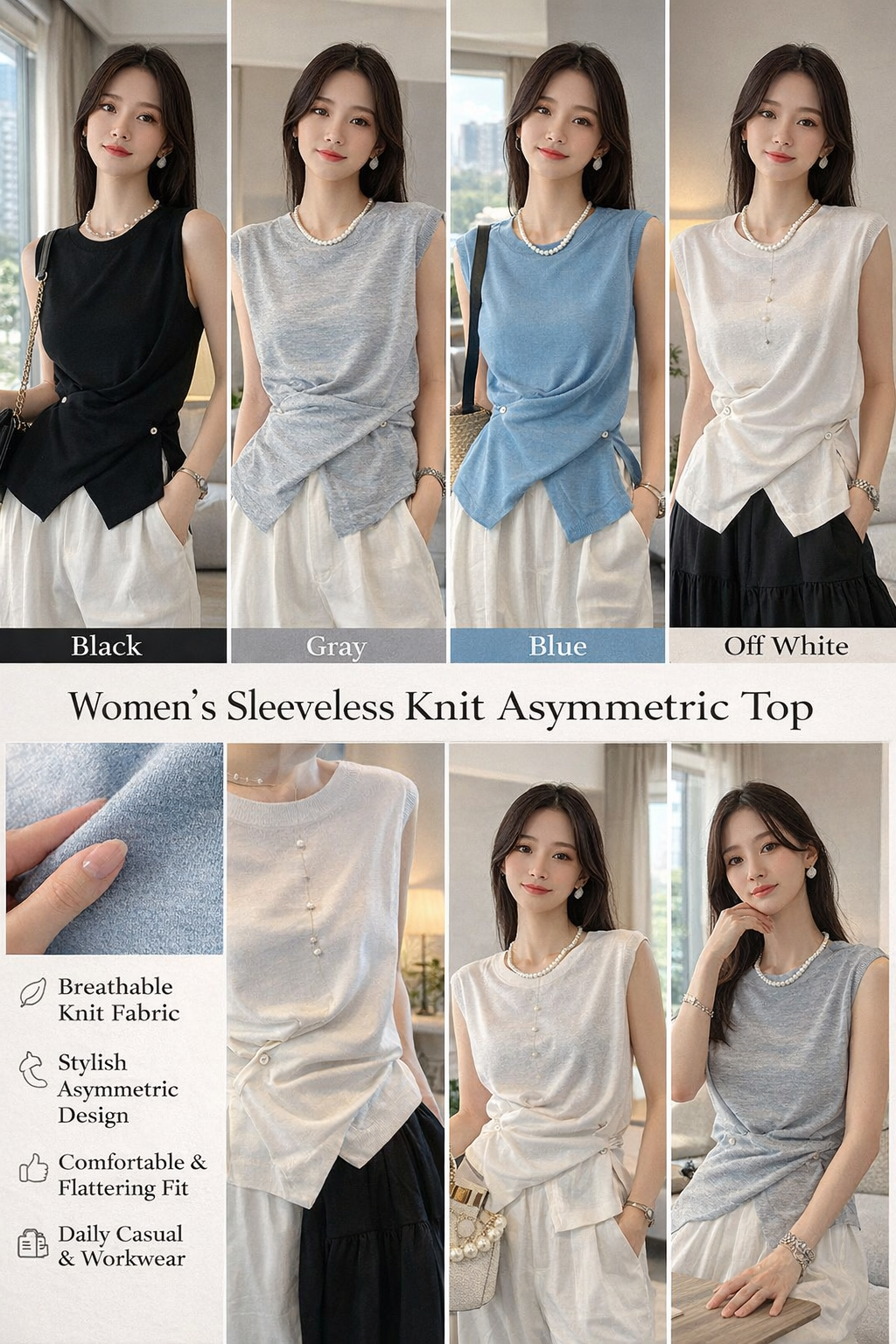 Women's Sleeveless Cross Knit Top
