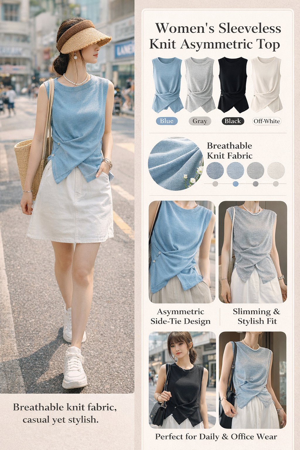 Women's Sleeveless Cross Knit Top