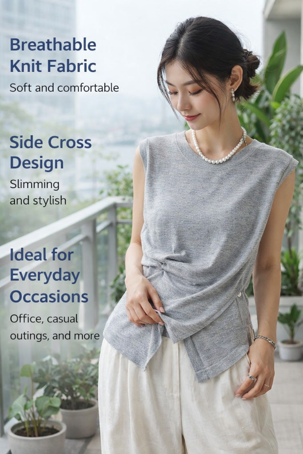 Women's Sleeveless Cross Knit Top