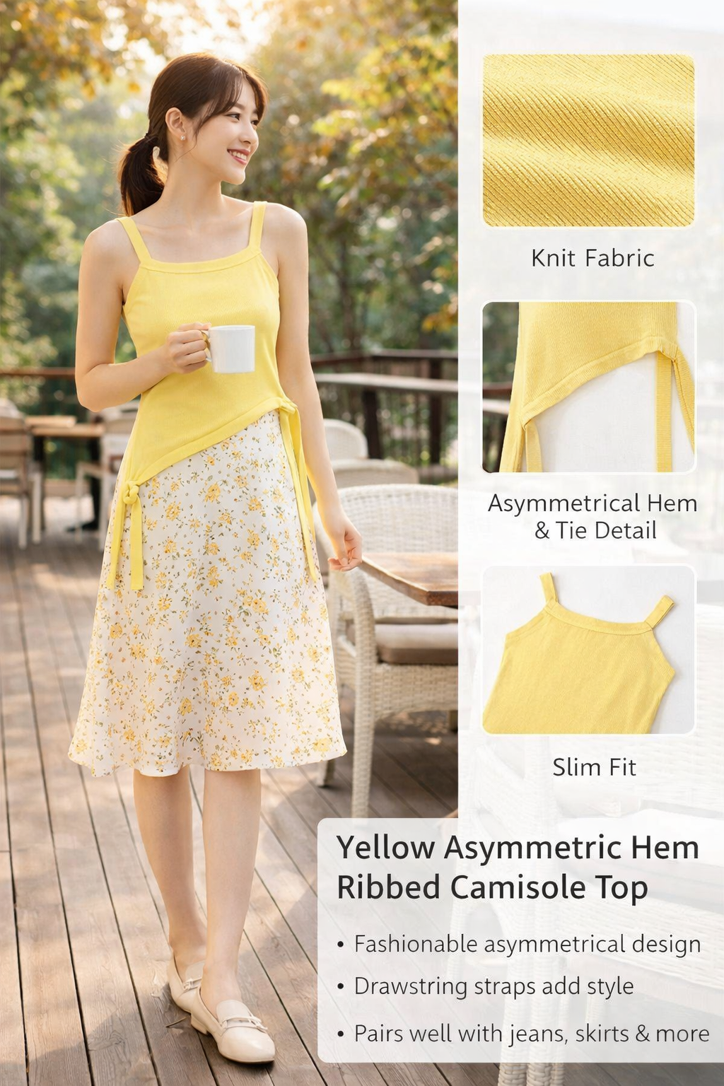 Yellow Asymmetrical Cami Top