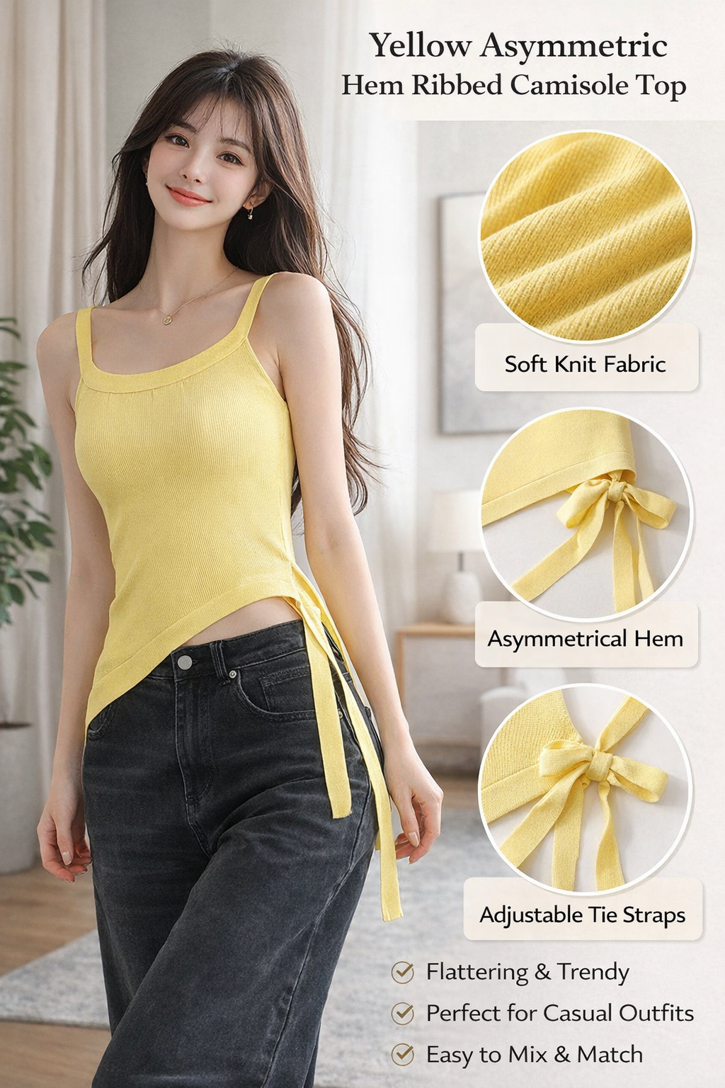 Yellow Asymmetrical Cami Top