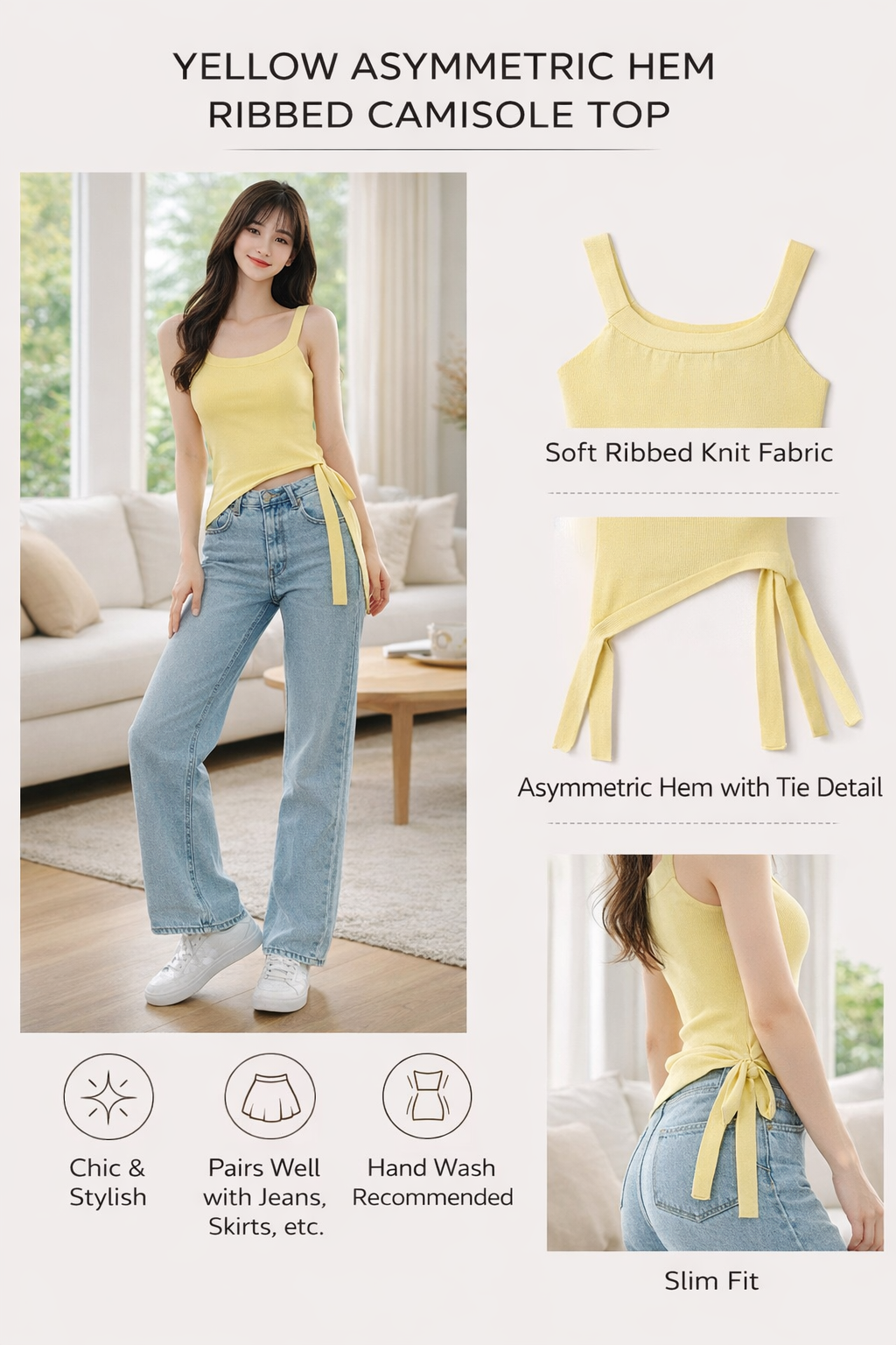 Yellow Asymmetrical Cami Top