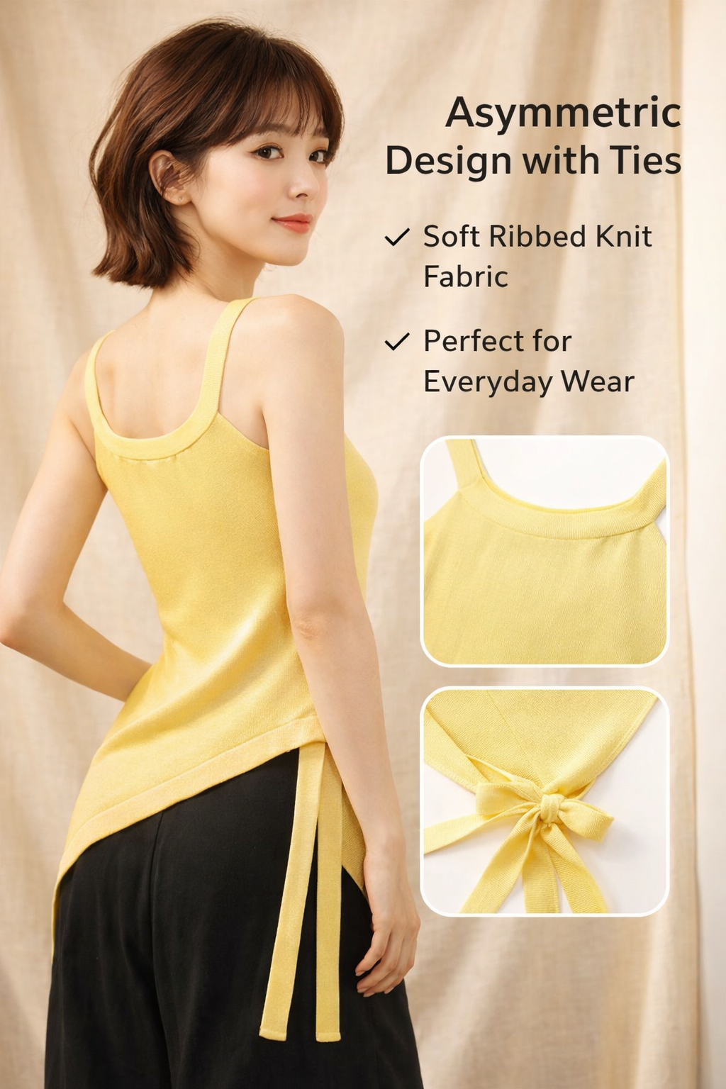 Yellow Asymmetrical Cami Top