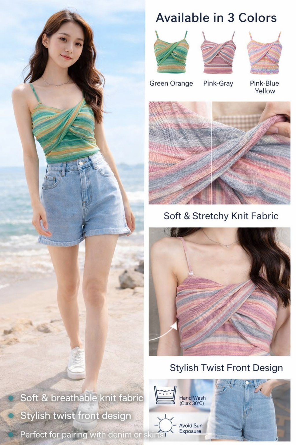 Women's Knitted Slim Cami Top