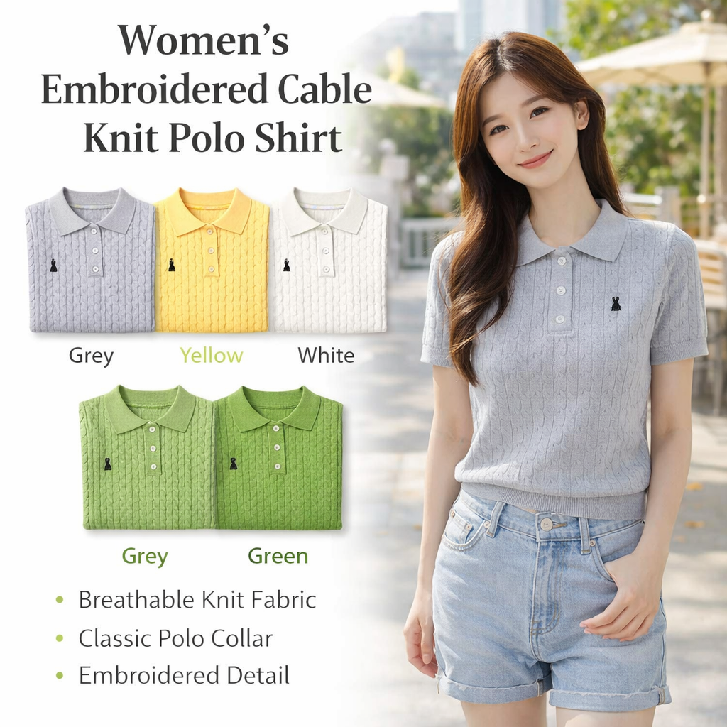 Women's Embroidered Polo Top