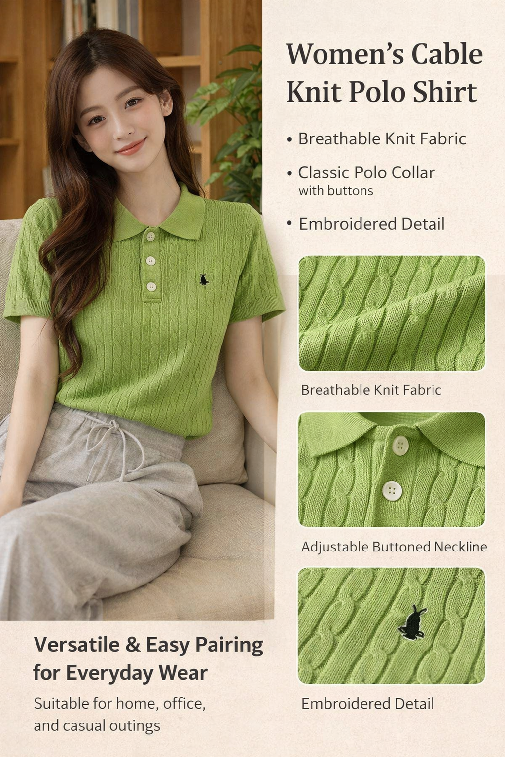 Women's Embroidered Polo Top