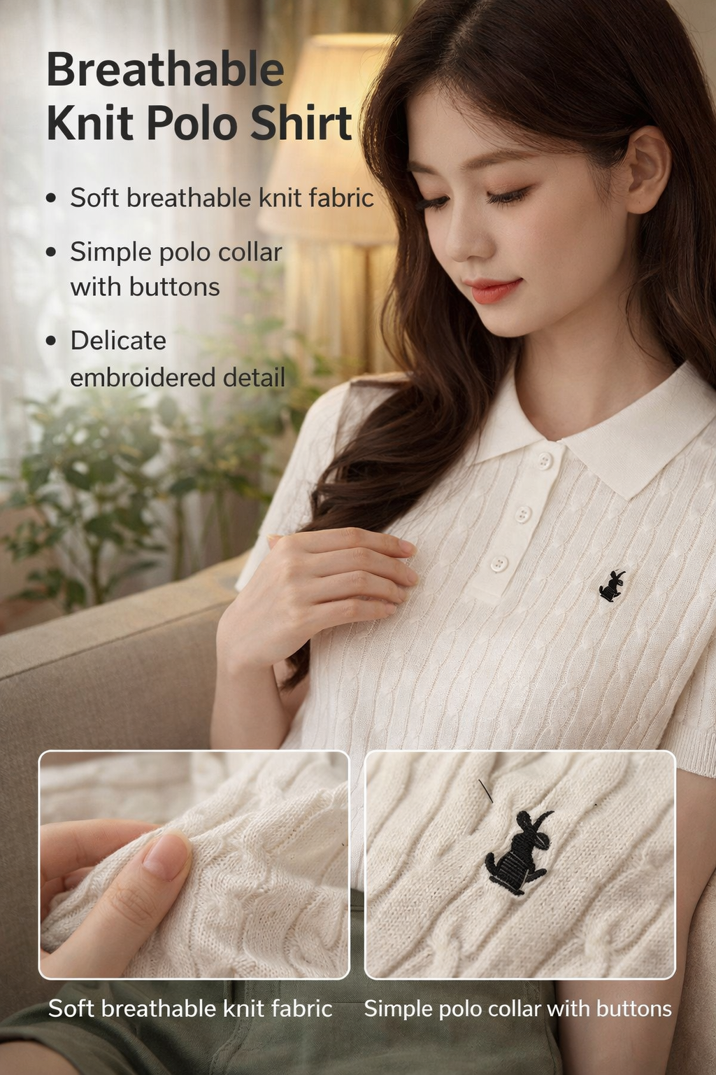 Women's Embroidered Polo Top