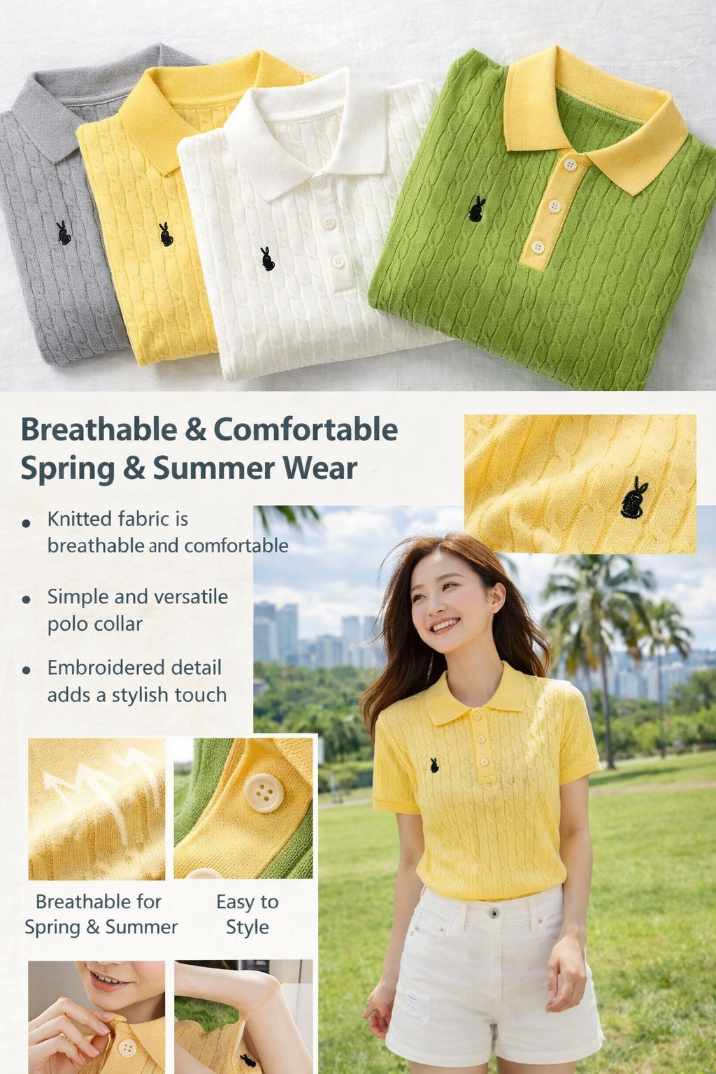 Women's Embroidered Polo Top