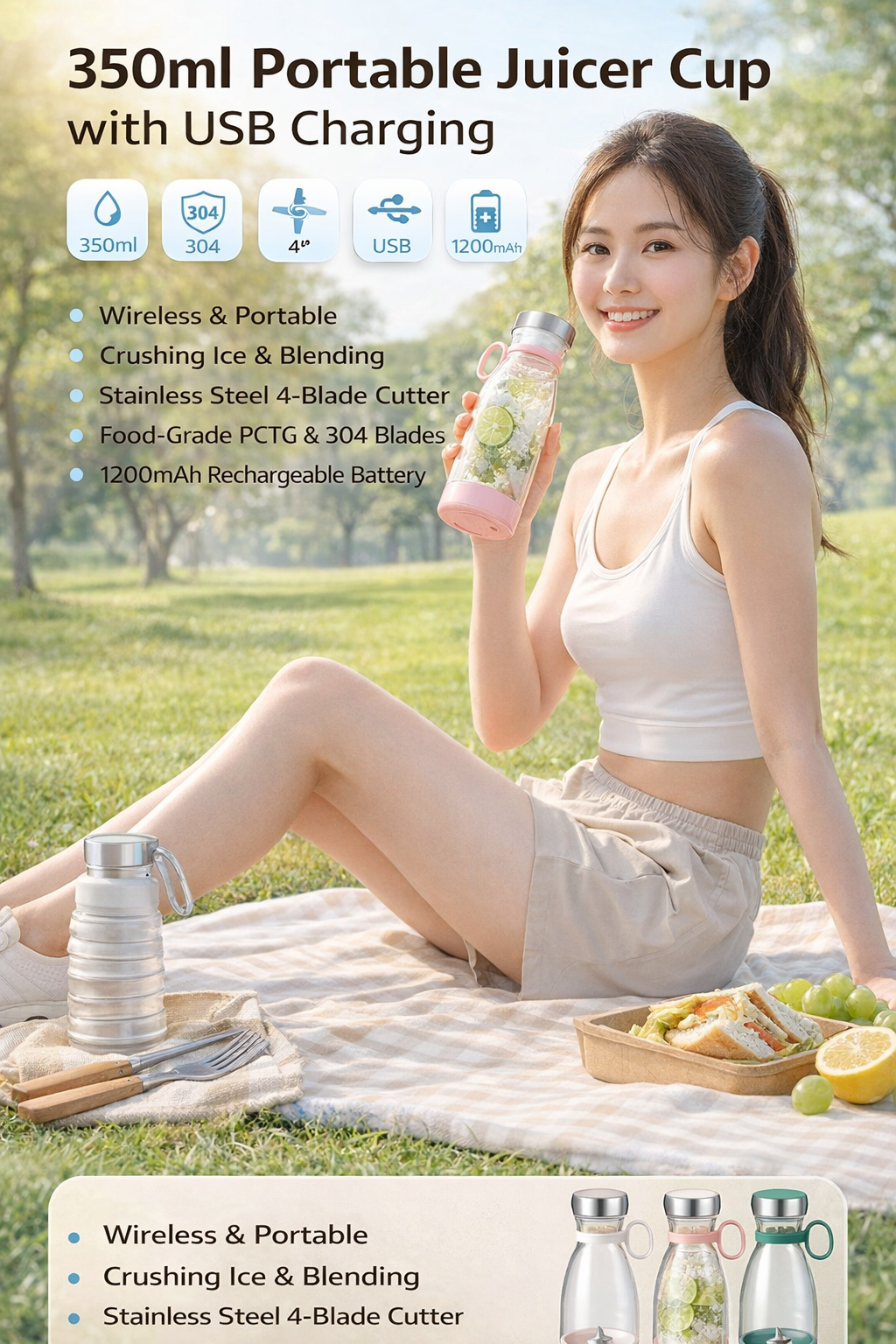 350ml USB Wireless Juicer Cup