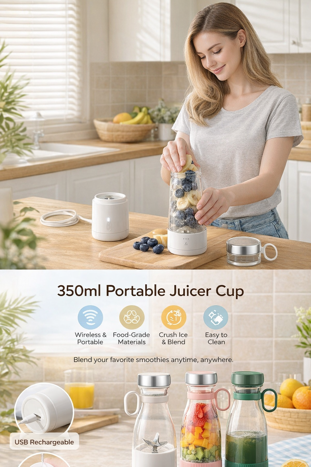 350ml USB Wireless Juicer Cup
