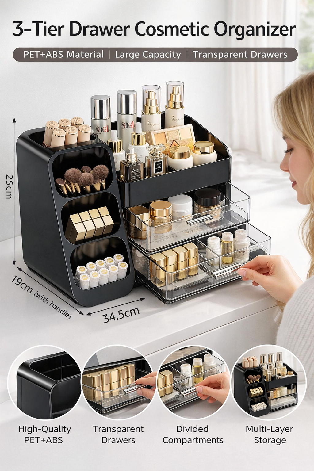 3-Tier Cosmetic Storage Box