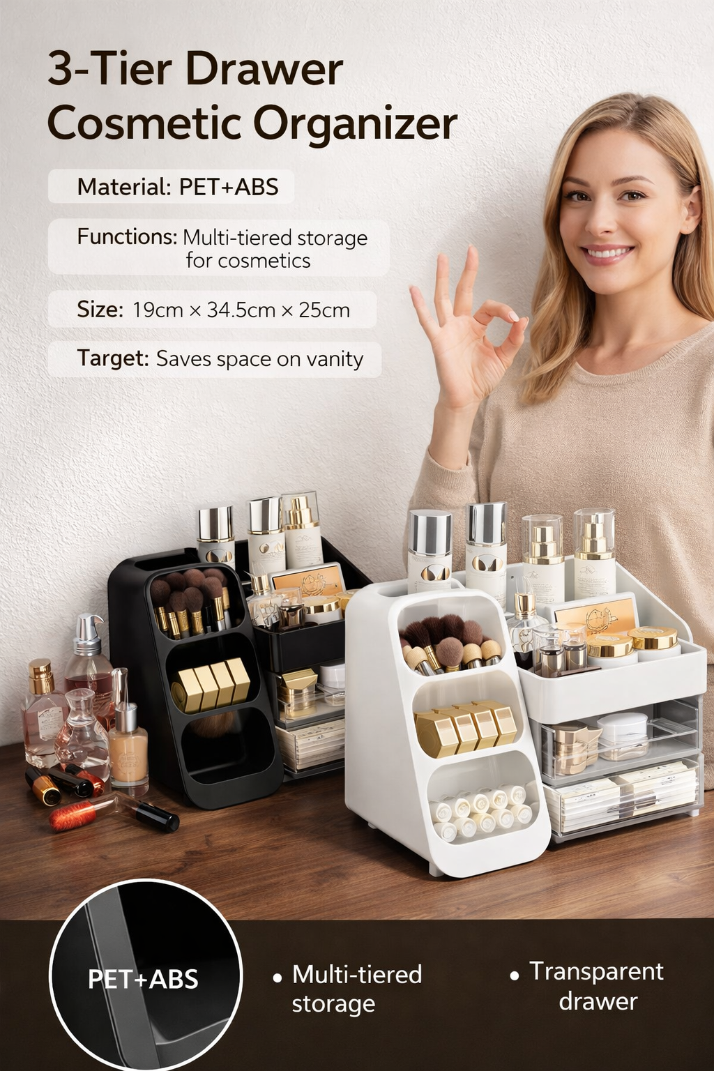 3-Tier Cosmetic Storage Box
