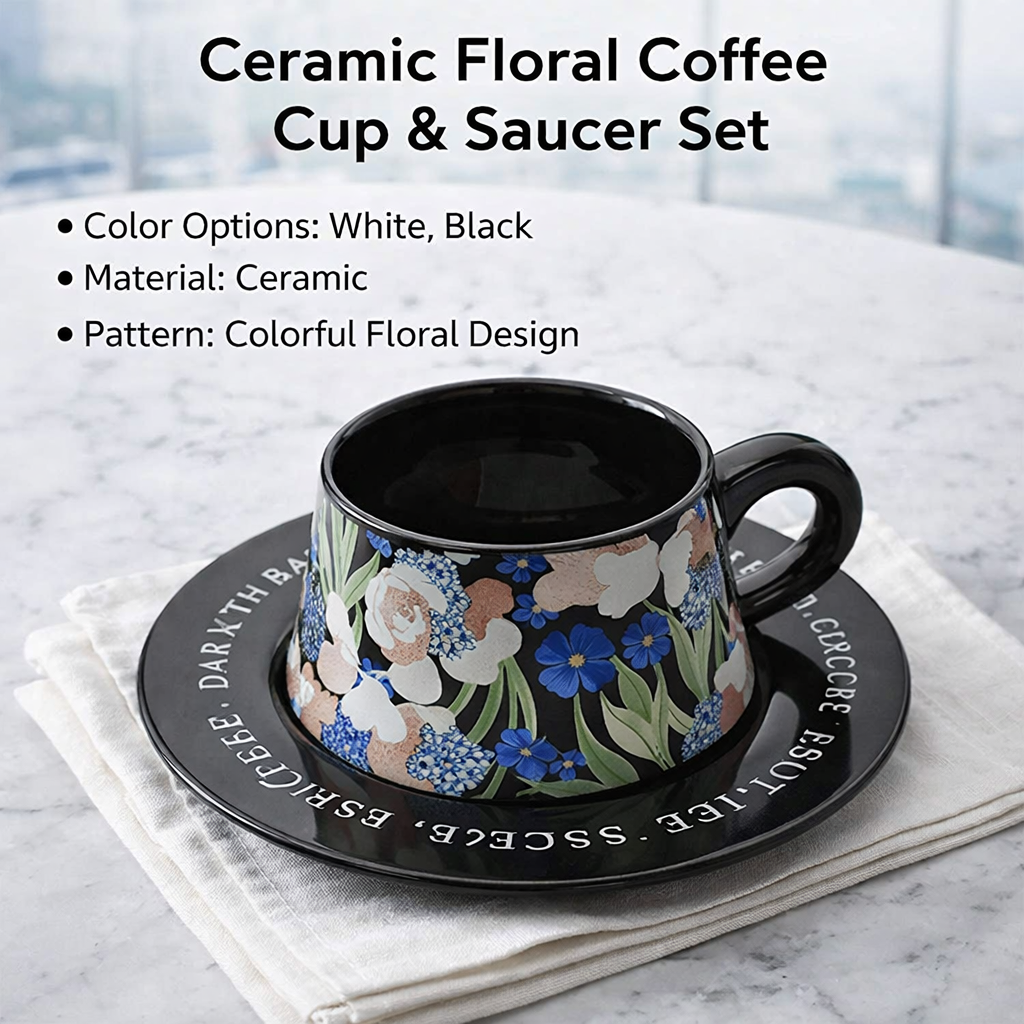 Ceramic Coffee Cup Saucer Set